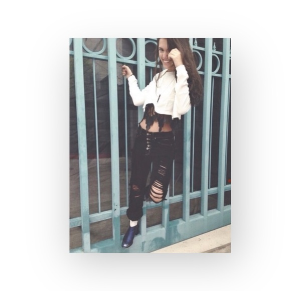 new LF Carmar ༄ Shredded Knee Destroyed Boyfriend Jeans ༄ Overdye Black ༄ 23 25 - Picture 2 of 16